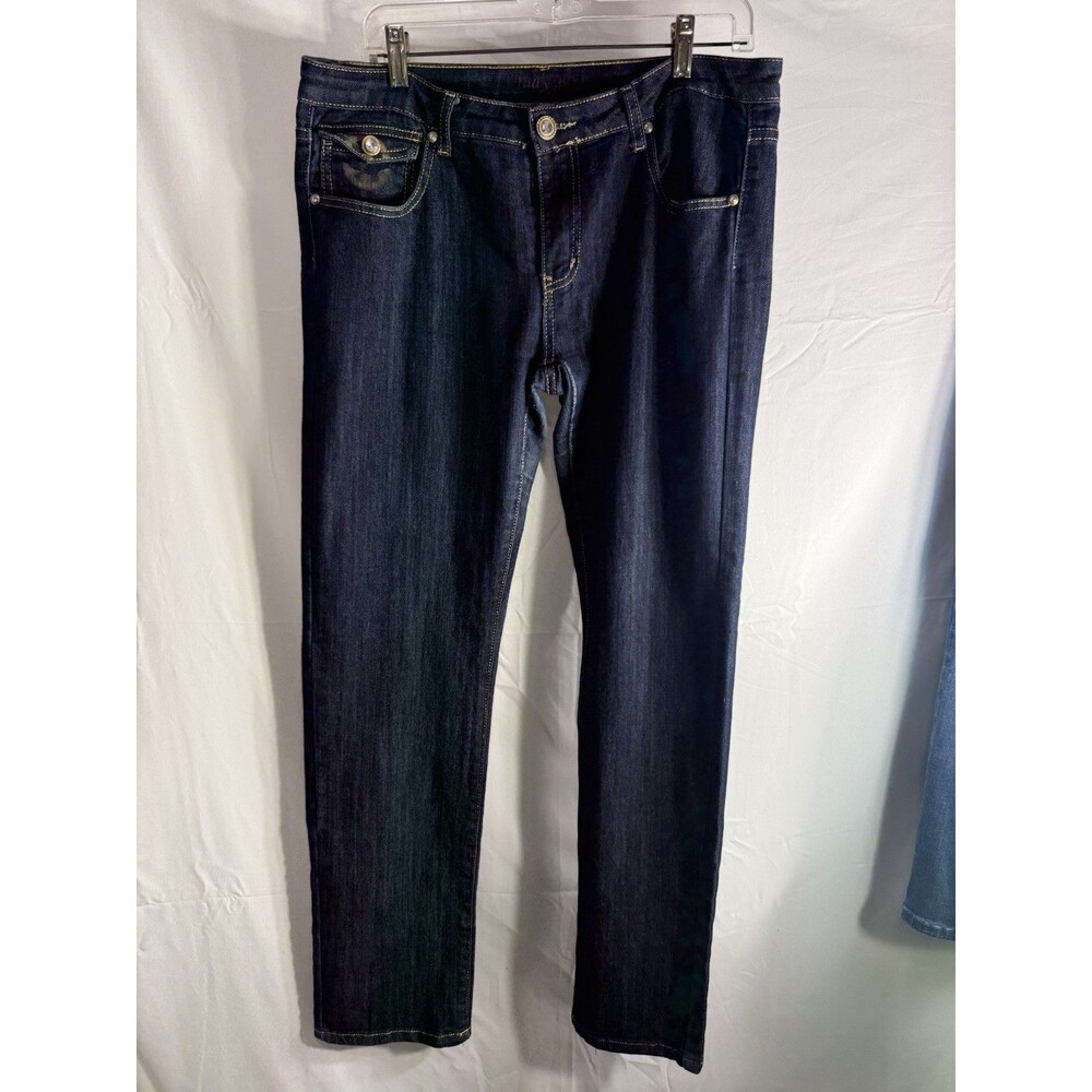 Judy Blue Dark Jeans Smile Face W/Jewel Buttons Sz13/31
